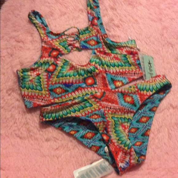 Luli Fama bikini set matching/reversible NWT sz lg - Picture 6 of 8